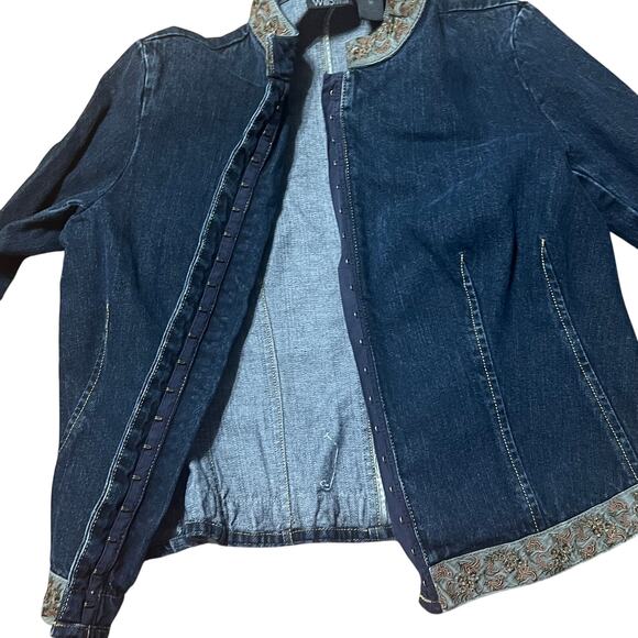 Vintage Willi Smith Cropped Denim Mock Neck Jacket Size Medium - Picture 4 of 7